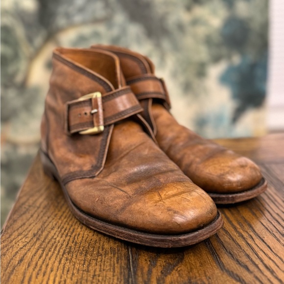 Florsheim Imperial Mens Buckle Ankle Boots Leather Dress Shoes Brown Size 9.5D - Picture 3 of 14